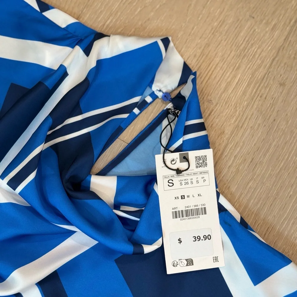 Zara Blue Geometric Women's Pant and top set - Picture 5 of 8